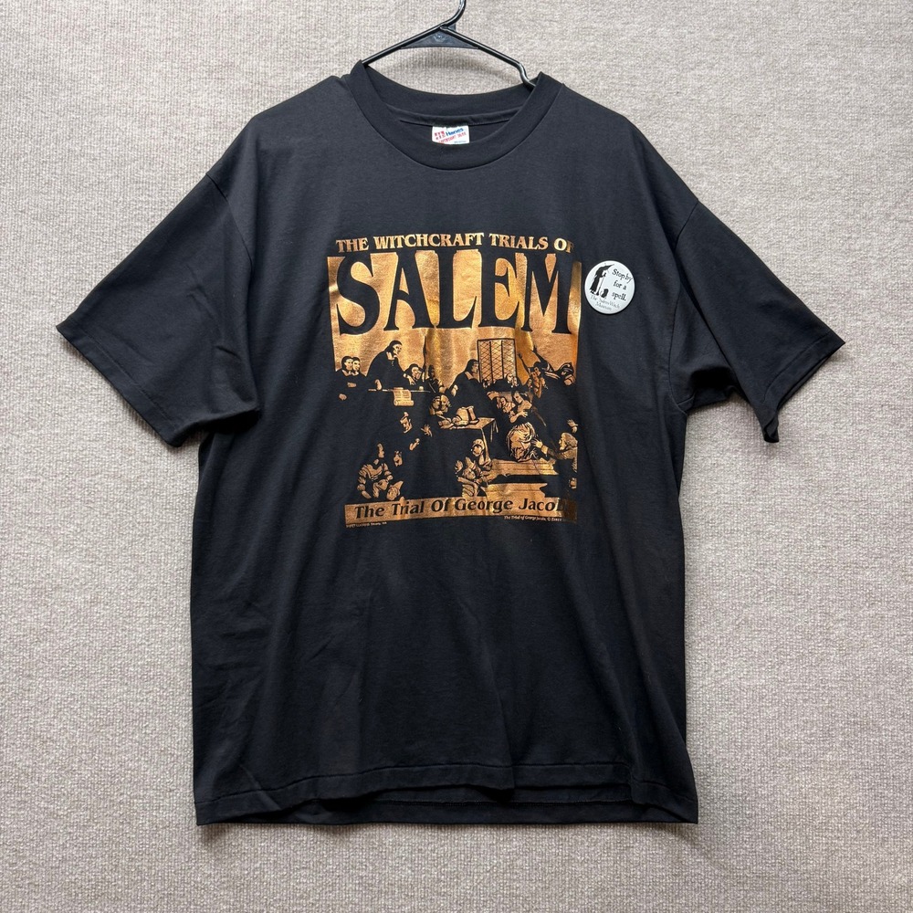 Vintage Salem Witchcraft Trials T Shirt Hanes Single Stitch Black XL
